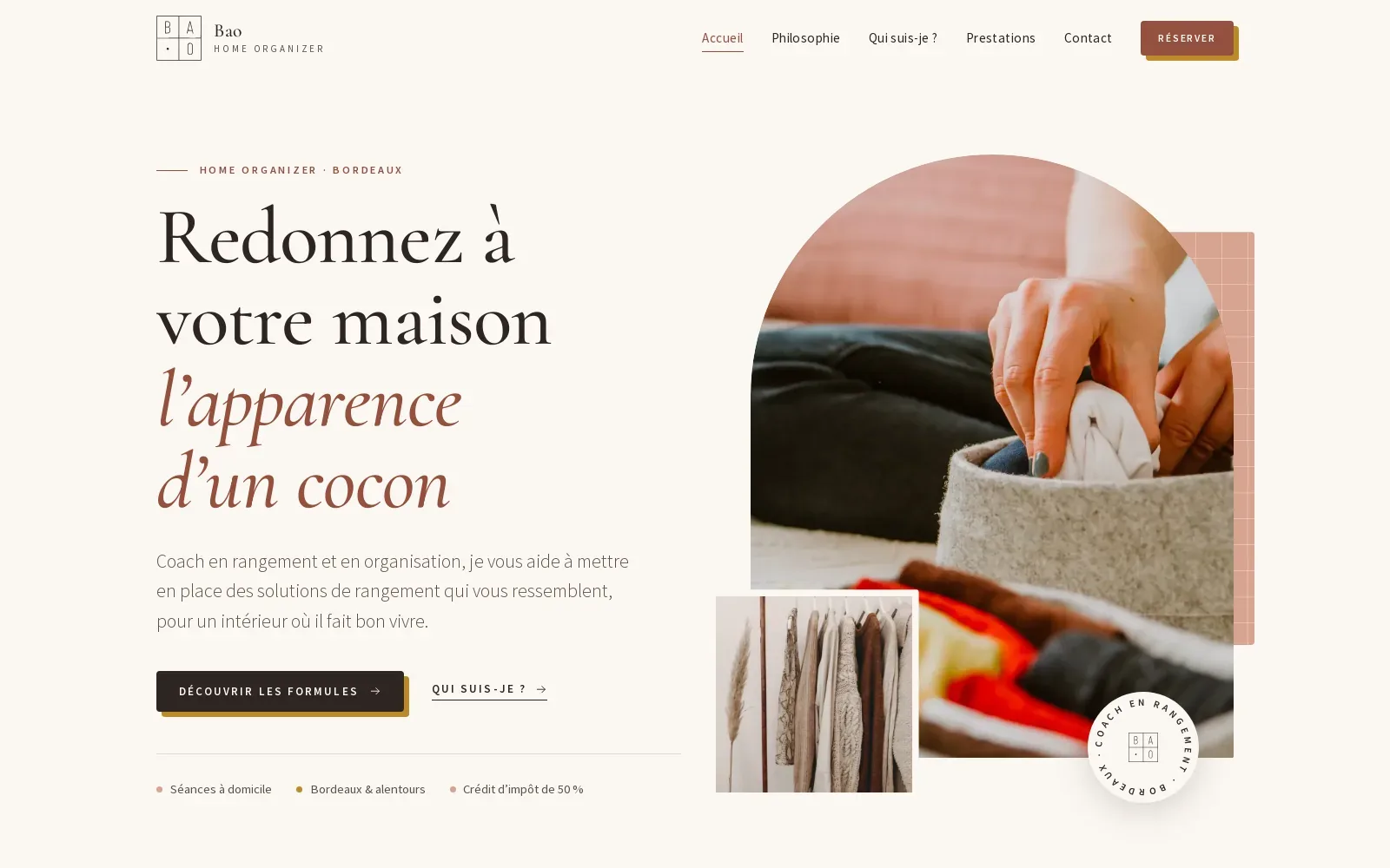 Aperçu du site Bao Home Organizer