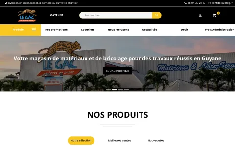 Page d'accueil de LE GAC Matériaux, version ordinateur