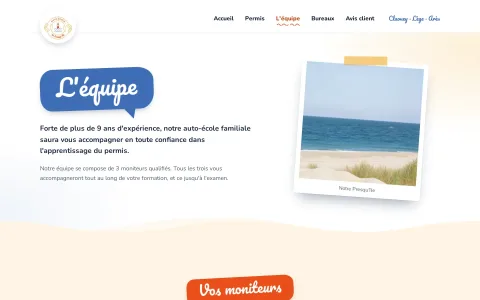 Page Équipe, version ordinateur