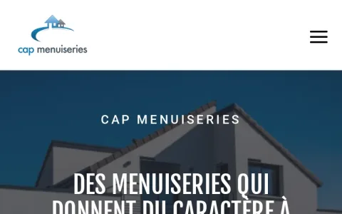 Page d'accueil de CAP Menuiseries, version mobile