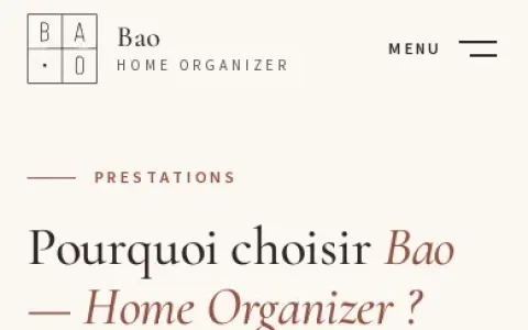 Page Prestations, version mobile