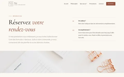 Page Réservation, version ordinateur